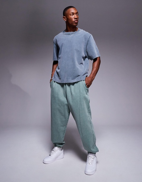ASOS DESIGN oversized sweatpants in washed green - part of a set