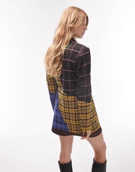 Topshop longline blazer in check mix - part of a set