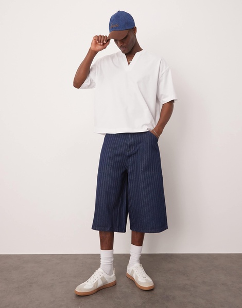 ASOS DESIGN heavyweight oversized T-shirt with notch neck detail in white