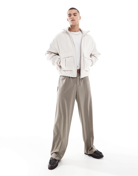 Bershka harrington tailored jacket in ecru