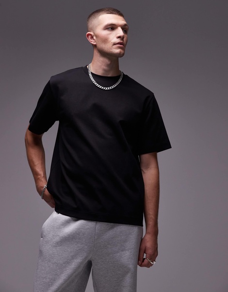 ARKET heavyweight interlock jersey oversized T-shirt in black