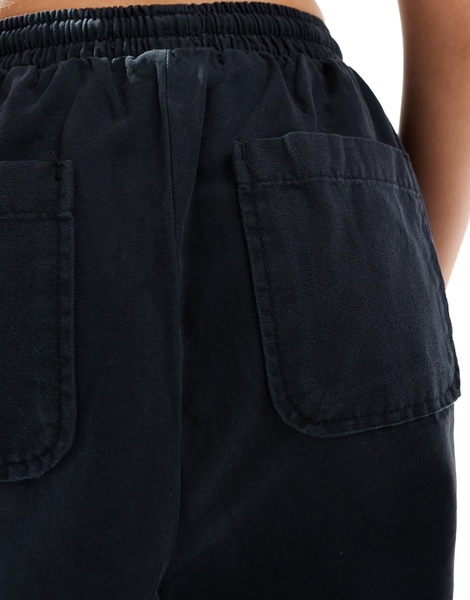ASOS DESIGN oversized barrel leg pull-on pants in black