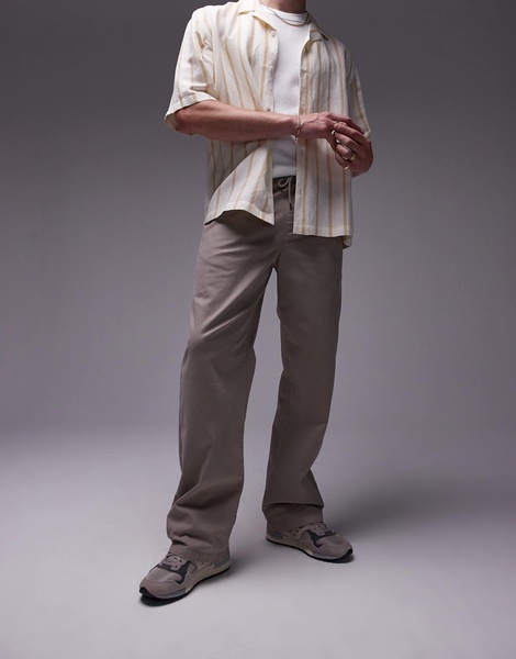 Topman straight pants in ecru