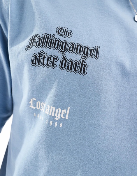 ADPT oversized t-shirt with chest print in pastel blue