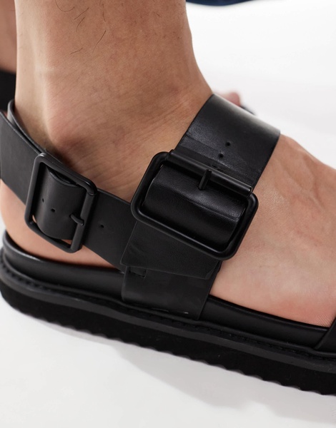 ASOS DESIGN two strap sandals in black