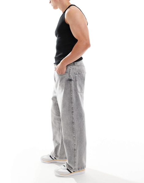 Bershka loose baggy fit jeans in gray