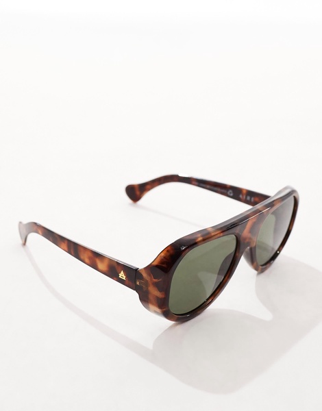 AIRE X ASOS solar aviator sunglasses in dark tort with green lenses