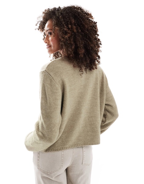 ASOS DESIGN fluffy knit cardigan in brown