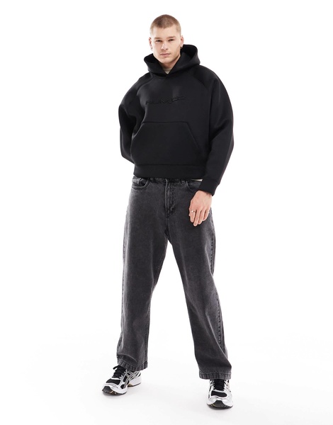 Bershka boxy fit premium hoodie in black
