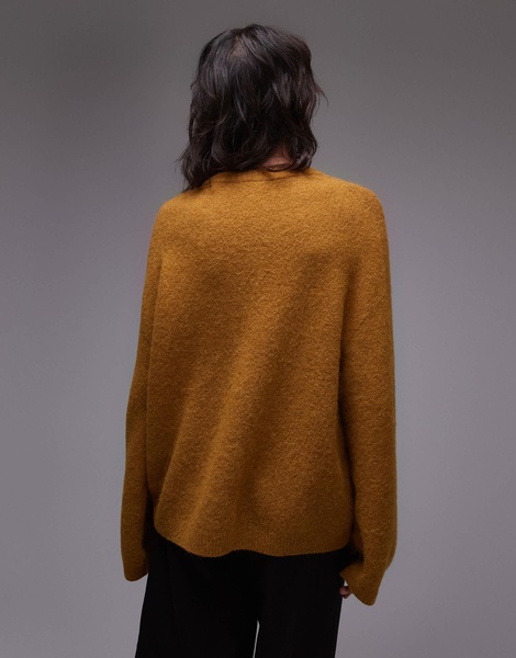 ARKET super soft alpaca wool blend relaxed sweater in ocra brown