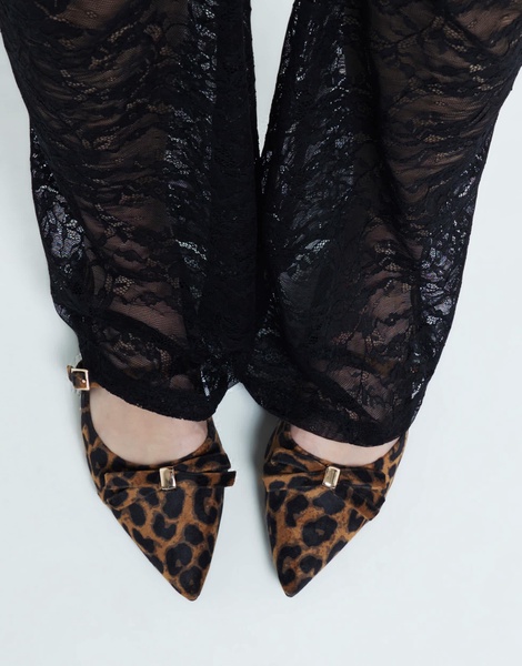 River Island pointed Mary Jane ballet in leopard print