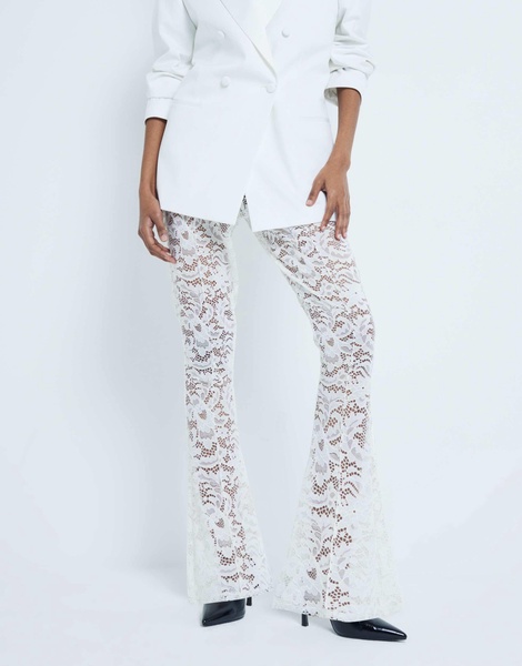 River Island lace flare pants in cream