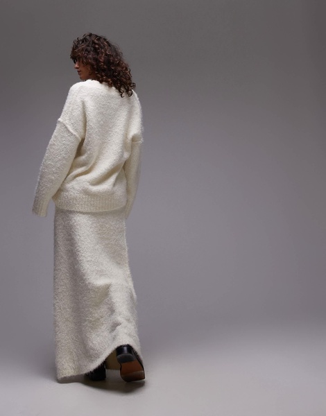 Topshop knit fluffy skirt in cream - part of a set