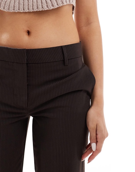 Bershka straight leg tailored pants in brown pinstripe