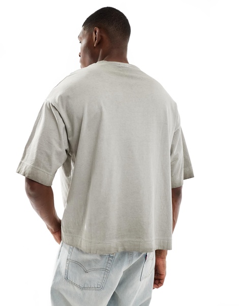 Bershka boxy fit washed t-shirt in gray
