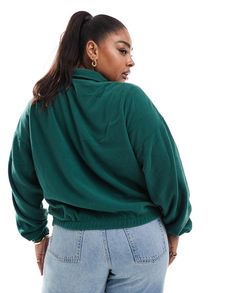 ASOS DESIGN Curve half zip fleece in forest green