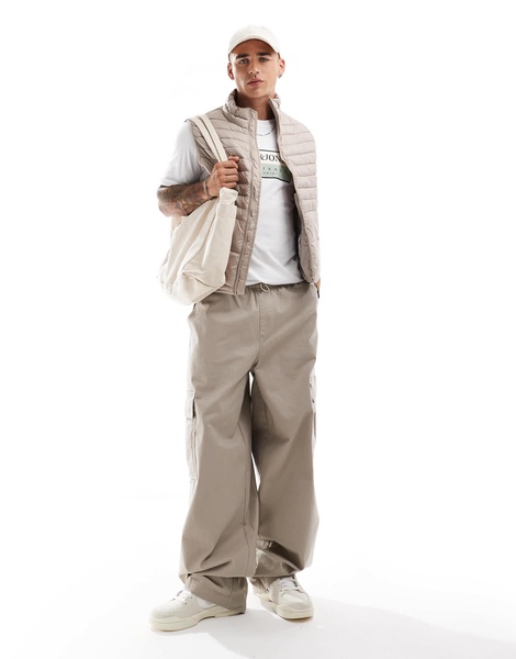 Jack & Jones packable padded vest in off white