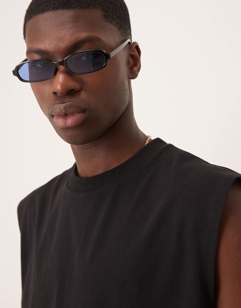 ASOS DESIGN relaxed boxy heavyweight 240gsm tank in black