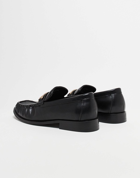 ASOS DESIGN penny loafers in black with gold color hardware