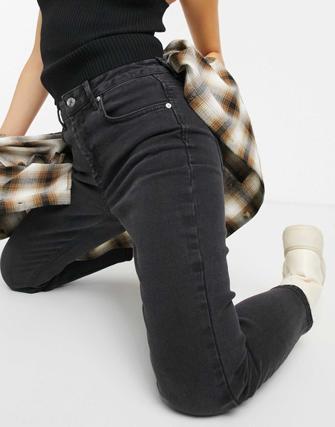 ASOS DESIGN Petite hourglass high rise farleigh 'slim' mom jeans in washed black