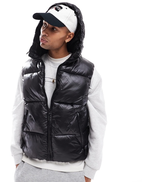 Bershka faux leather vest in black