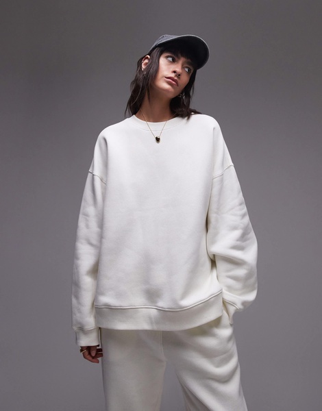 Topshop premium seam detail sweatshirt in ecru - part of a set