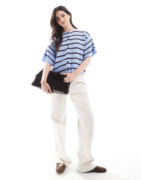 ASOS DESIGN knit short sleeve cardigan in stripe