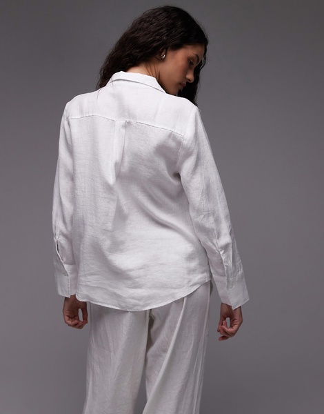 Mango classic linen shirt in white