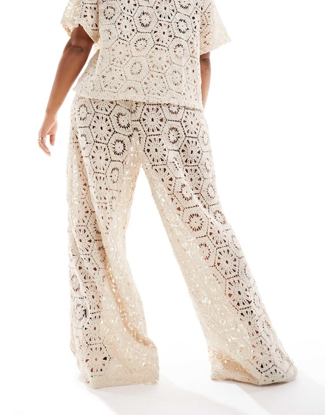 South Beach Curve crochet beach pants in cream - part of a set