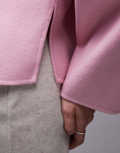 ARKET light double wool cocoon top with long sleeves in pink