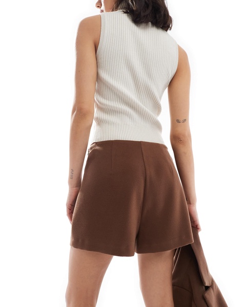 ASOS DESIGN wool look tailored shorts in chocolate