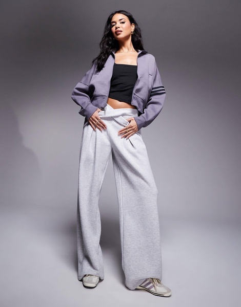 adidas Originals neuclassics zip up sweatshirt in gray