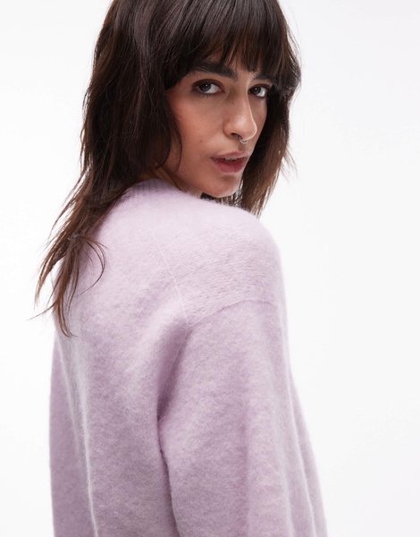 ARKET alpaca and wool blend short sleeve sweater in light pink
