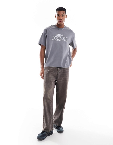 Bershka living the legacy t-shirt in gray