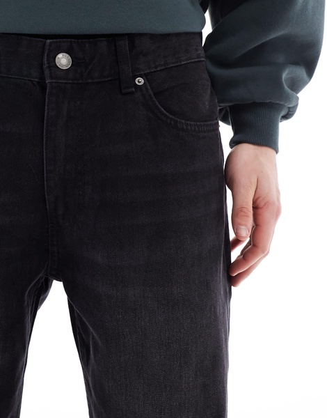 Bershka straight vintage jeans in black