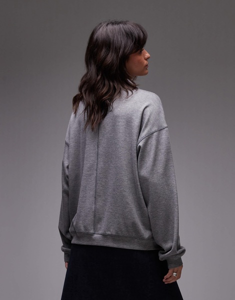 Topshop premium rib polo top in gray