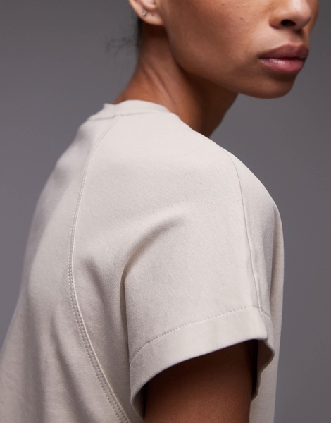 Mango cap sleeve premium t-shirt in beige