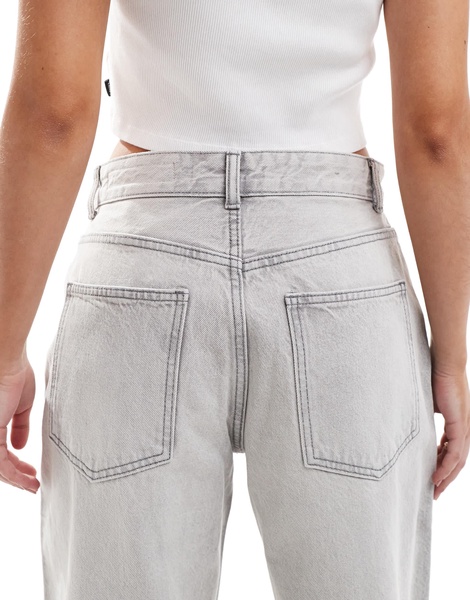 Bershka wide balloon leg jeans in light gray