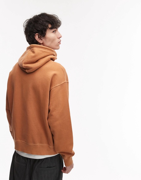 ARKET relaxed terry hoodie in terracotta orange