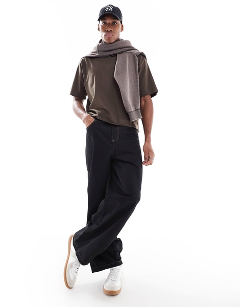 Bershka boxy t-shirt in brown