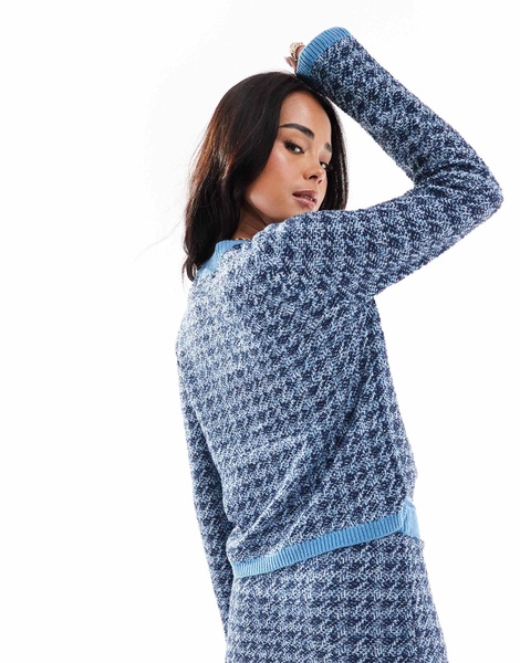 Vero Moda knit houndstooth cardigan in blue - part of a set
