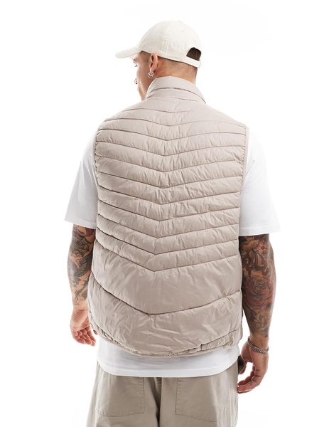 Jack & Jones packable padded vest in off white
