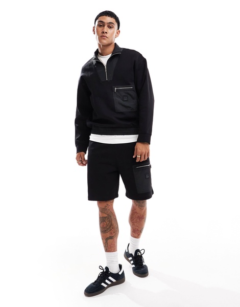 Armani Exchange half zip sweatshirt in black with zip pocket detailing - part of a set
