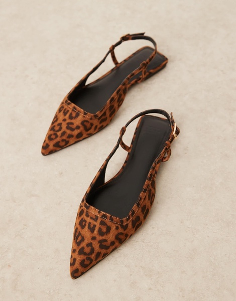 ASOS DESIGN Lorraine slingback ballet flat in leopard suedette
