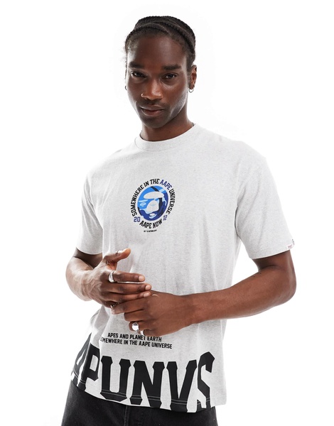 Aape By A Bathing Ape motif back print t-shirt in gray
