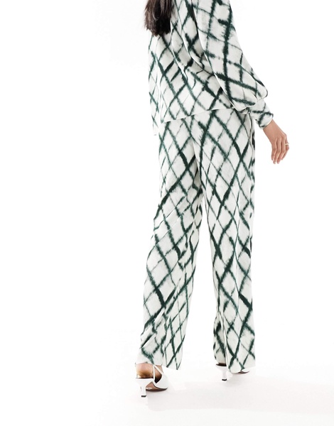 Vero Moda wide leg pants in tie dye plaid - part of a set