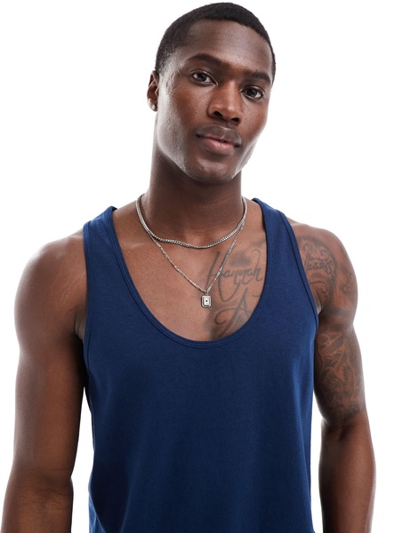 ASOS DESIGN heavyweight tank top in navy