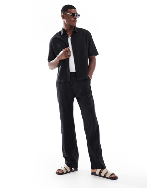 Bershka linen rich pants in black - part of a set