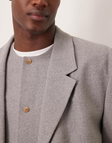 ASOS DESIGN slouchy oversized suit jacket in light gray felt