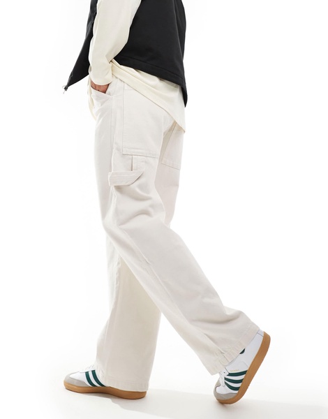 Bershka carpenter pants in ecru